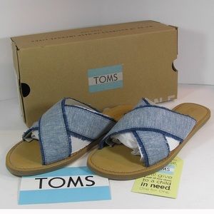 Toms Viv Blue Slub Chambray Sandals, NIB